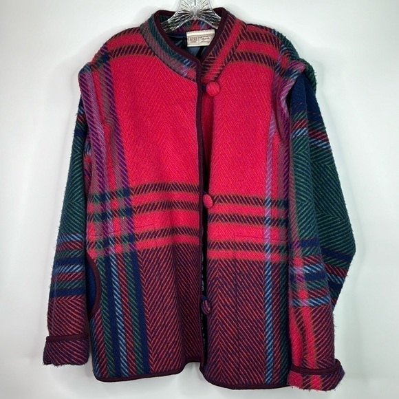 Vintage Riss Modell Bjorke Norway Pink Wool Button Lined Jacket Large - Picture 1 of 10